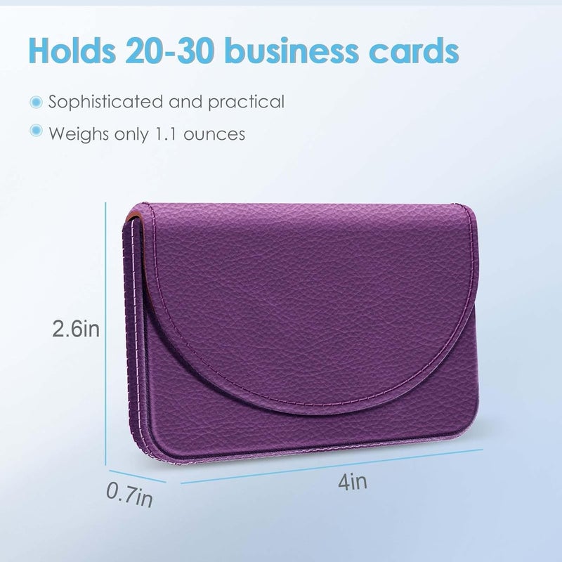 Xavier Business Card Holder，PU Leather Business Card Case Color Printing Pattern Card Holder Wallet，Pockets Magnetic Credit Card Holders for Men and Women，Purple - Image 2